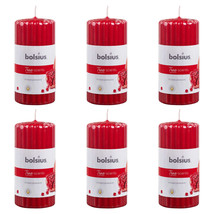 Bolsius Ribbed Pillar Scented Candles 6 pcs 120x58 mm Pomegranate - £15.08 GBP