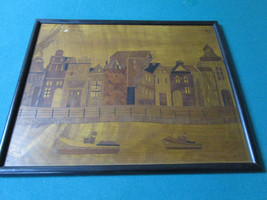 MARQUETRY INLAID SQUARE TRAY WALL DECOR 14 X 16&quot; VINTAGE SHIPS  - £97.77 GBP