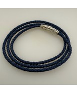 David Yurman 925 Sterling Silver Chevron Triple Wrap Blue Leather Bracel... - $8,322.44 MXN