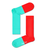 Happy Socks Red and Turquoise Unisex Premium Cotton Socks 1 Pair Size 4-7 - $15.14