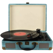 Record Player Vintage 3-Speed Bluetooth Vinyl Turntable With Stereo Spea... - $70.29