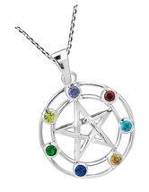 Pentagram Colorful Cubic Zirconia Druid | - £126.68 GBP