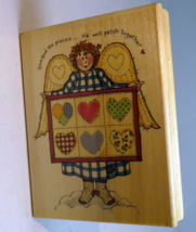 Rubber Stamp L25094  Heart Patches Angel Religious Love 3X4&quot; - $12.62