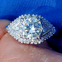 Earth mined Diamond Deco Platinum 1.38 ct Engagement Ring Matching Wedding Band - €7.833,47 EUR