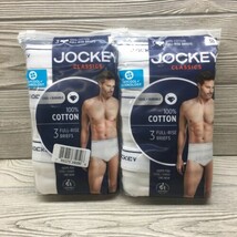 Jockey Men Classic Full Rise Brief - (2) 3-Packs Six White Briefs 100% Cotton - £19.78 GBP