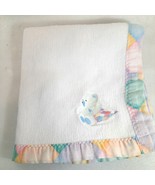 Vintage Carter&#39;s Teddy Bear baby Blanket Pastel patchwork Pattern Cotton... - $543.30 MXN