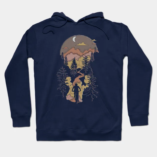 Mountain Biking Moon Bliss Trail Bike Rider Silhouette Browns Hoodie - $680.74 MXN