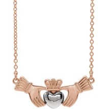 Authenticity Guarantee 
14k Rose and White Gold Claddagh Necklace - £477.40 GBP