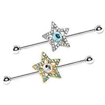 316L Stainless Steel Dazzling Star Industrial Barbell - £11.70 GBP