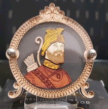 Sikh Guru Gobind Singh Ji Wood Carved Photo Portrait Singh Kaur Desktop ... - £15.92 GBP