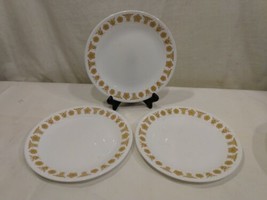 Vintage Corelle Corning Set of 3 Butterfly Gold 8.5&quot; Salad Luncheon Plates  USA - £11.96 GBP