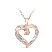 Moissanite Double Loop Heart Pendant Necklace in 18k Gold Plated Sterling Silver - £51.98 GBP+