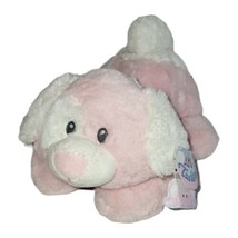Aurora Baby Pink White Li&#39;l Tushies Plush Puppy Dog Tags Stuffed animal 11&quot; - $10.37