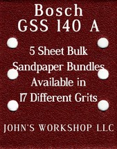Bosch GSS 140 A - 1/4 Sheet - 17 Grits - No-Slip - 5 Sandpaper Bulk Bundles - $4.99