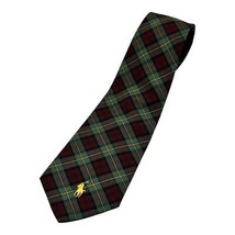 POLO RALPH LAUREN Cotton Tie Red Green Gold Plaid with Pony - £19.84 GBP