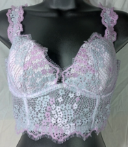 Victoria&#39;s Secret Dream Angels Lined Plunge Bra Floral Lace 36D - £18.53 GBP