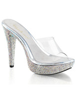 FABULICIOUS COCKTAIL-501DM Women&#39;s Silver 5&quot; Heel Platform Ankle Slide S... - $166.83 CAD