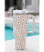 Parchment Floret Print Stainless Tumbler With Lid And Straw 40oz - $28.28