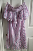 NWT Primark Off Shoulder Candy Pink Blue Pinstripe Cover Up Dress Size Small - £11.19 GBP