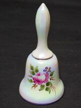 Vintage WESTMORELAND 5.25&quot; Glass Bell Hand Painted Pink Rose On Iridesce... - $22.12 CAD