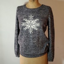 Tommy Hilfiger Sweater Size L Knit Snowflake Blue and White 100% Cotton - $28.42