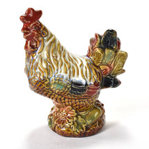 Rooster Hen Chicken Figurine Multi Colorful Ceramic - £21.35 GBP