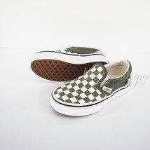 No Box New Vans Kids Classic Slip-On Shoe Canvas Checkerboard Green Whit... - $36.95