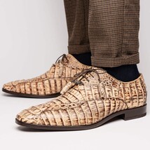 Apricena Genuine caiman Crocodile Dress Derby's Lace Up Rustic Orix image 6