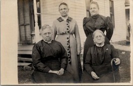 RPPC Four Lovely Old Women Dresses Spectacles Cane Porch Postcard T18 - $12.95