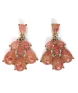 Speckled Peach &amp; Pink Dangle Drop Chandelier Earrings (Pierced Ears) - £11.75 GBP
