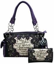 HW Collection Western Purse Women Cross Bible Verse Handbag and Wallet Set (Purp - £48.26 GBP