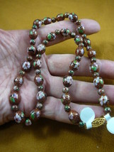 (v246-5) Rust pink flower Cloisonne beaded Beads bead Necklace fashion JEWELRY - £55.15 GBP