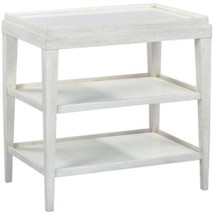 Side Table Lipped Top Hand-Rubbed Driftwood White Gray Acacia Wood 2-Shelf - £1,037.56 GBP