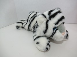 Aurora World white tiger black striped wild cat blue eyes plush beanbag 10&quot; - £12.25 GBP