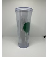 STARBUCKS 2014 Cold Cup GRAFFITI 24 oz  Venti Tumbler Green Dot Paint - $21.70