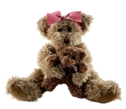 Russ Berrie Skribbles Marmie Teddy Bear Holding Baby Bear 7” Brown Plush - $19.28