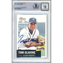 Tom Glavine Atlanta Braves Signed 2002 Topps Heritage #17 BAS BGS Auto 10 Slab - £117.70 GBP