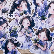 22 Pcs Cute Lavender Floral Girl Sticker Set Scrapbook Journal Embellish... - £6.05 GBP