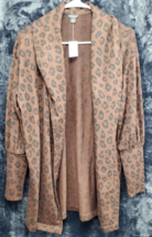 Ann Taylor Cardigan Sweater Womens Small Brown Animal Print Polyester Open Front - £20.69 GBP