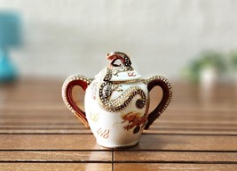 Oriental Japanese-Porcelain Ginger Jar-Vase-Urn-Hand painted dragon jar - £84.19 GBP