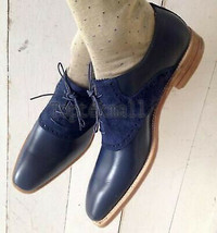 Handmade Men&#39;s Leather New high quality two tone leather custom made Shoes-449 - £148.51 GBP