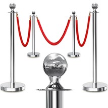 JLXMAXLJ 4PCS Silver Stanchions Posts with 3PCS 5 ft Red Velvet Rope - $61.75