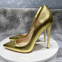 Shiny Gold Women Sexy Stilettos High Heels Ladies Wedding Bridal Pumps Solid Col - £58.85 GBP