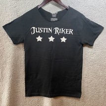 Justin Riker Shirt Size Small Black 3 Stars Cut Neck - $13.50