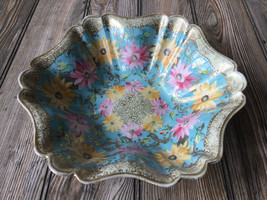 Antique Hand Painted Serving Bowl Flower &amp; Gold Dotted Trim Noritake Nippon? - £35.42 GBP