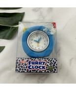 Vintage Y2k Fuzzy Desk Table Clock New Blue Dog Animal Ears Plush Cute D... - $477.65 MXN