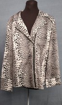 Chicos 2 Animal Print Polyester Blend Moto Jacket Sz Large Womens Asymmetric Zip - £23.94 GBP