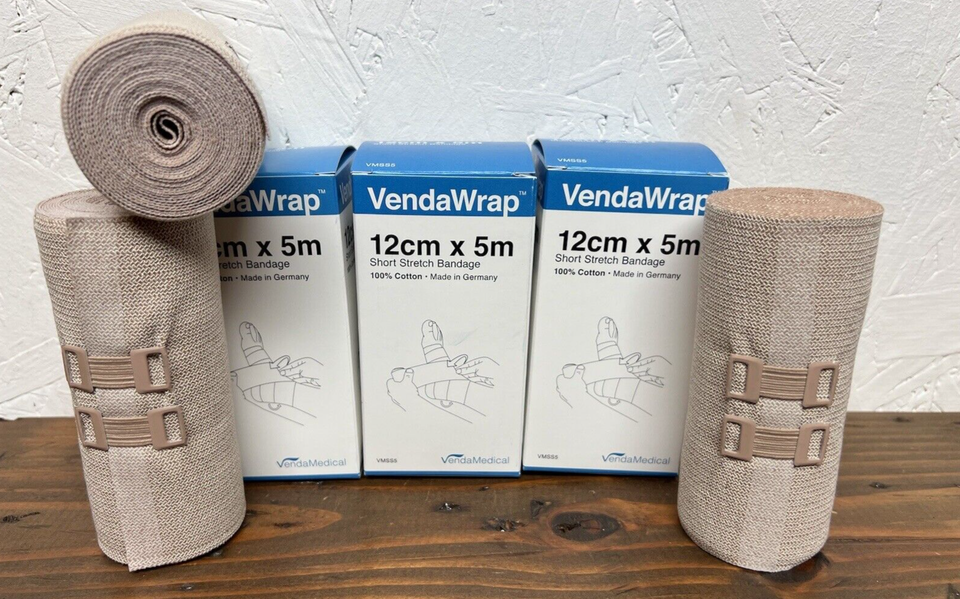 VendaWrap Short Stretch Compression Bandage 100% Cotton - 3 Rolls (12cm ... - $19.40