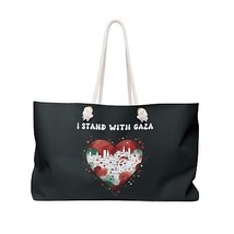 I Stand with Gaza Black Tote Bag Free Gaza Palestine Palestinian Heart L... - £42.21 GBP