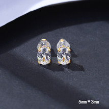 Dongdaemun 925 Silver Ear Stud Earrings Simple Niche Egg-Shaped Claw With Zircon - £8.59 GBP